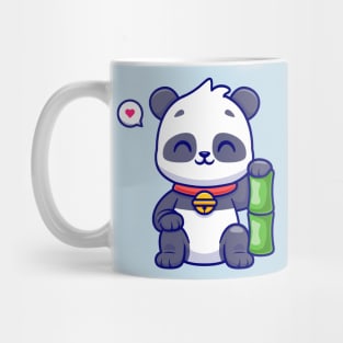 Cute Panda Sitting With Bamboo Cartoon Mug